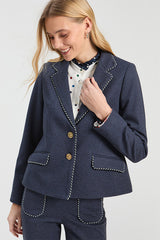 NAVY ROMA DENIM KNIT JACKET