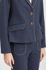 NAVY ROMA DENIM KNIT JACKET