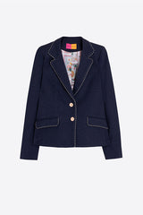 NAVY ROMA DENIM KNIT JACKET