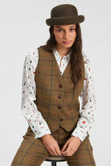 PLAID CAMEL VEST