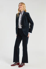 NAVY VELVET TROUSERS