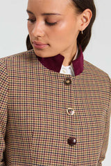 BURGUNDY HOUNDSTOOTH JACKET