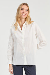 WHITE RHINESTONE FLOWER SHIRT