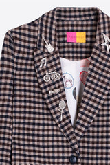 FRINGES CHECKED COAT