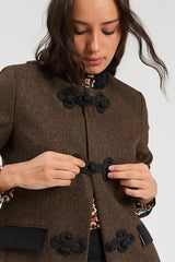 BROWN BLACK HERRINGBONE JACKET