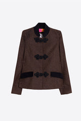 BROWN BLACK HERRINGBONE JACKET