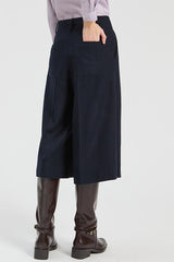 NAVY WOOL BERMUDA SHORTS