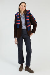 NAVY DENIM JEWEL BUTTON TROUSERS