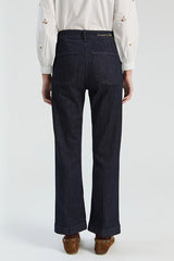 NAVY DENIM JEWEL BUTTON TROUSERS