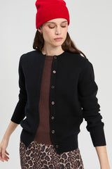 BROWN BLACK FAUX TWIN SET CARDIGAN