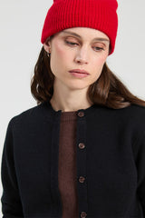 BROWN BLACK FAUX TWIN SET CARDIGAN