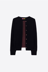 BROWN BLACK FAUX TWIN SET CARDIGAN
