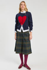 NAVY RED HEART INTARSIA CARDIGAN