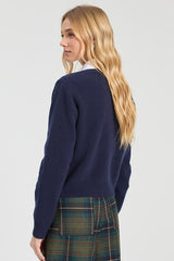 NAVY RED HEART INTARSIA CARDIGAN