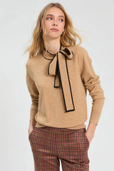 BLACK BEIGE BOW SWEATER