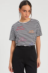 BLACK WHITE STRIPED T-SHIRT