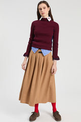BEIGE TWEED LONG SKIRT