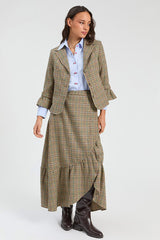 RUFFLE SLEEVE HOUNDSTOOTH JACKET