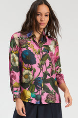 PINK FLORAL SILK SHIRT