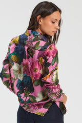 PINK FLORAL SILK SHIRT