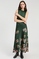 LONG GREEN CIRCLES DRESS