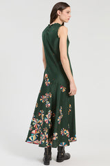 LONG GREEN CIRCLES DRESS