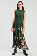 LONG GREEN CIRCLES DRESS