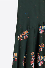 LONG GREEN CIRCLES DRESS