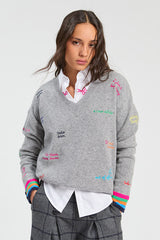 GREY WORDS SWEATER