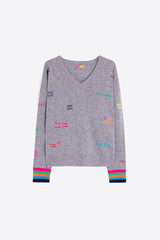 GREY WORDS SWEATER