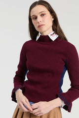 BORDEAUX RUFFLE CHANNEL JUMPER