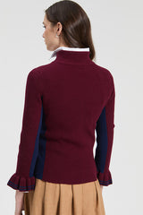 BORDEAUX RUFFLE CHANNEL JUMPER