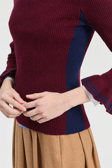BORDEAUX RUFFLE CHANNEL JUMPER