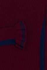BORDEAUX RUFFLE CHANNEL JUMPER