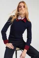 NAVY RIBBED JUMPER