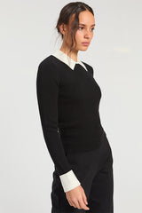 BLACK RIBBED JERSEY