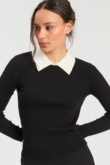BLACK RIBBED JERSEY