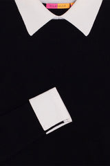 BLACK RIBBED JERSEY