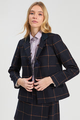 NAVY WOOL PLAID JACKET