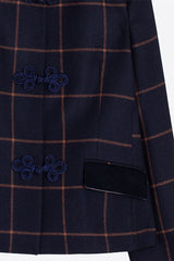 NAVY WOOL PLAID JACKET