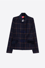 NAVY WOOL PLAID JACKET