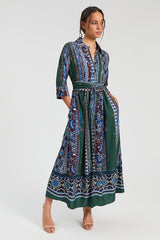 FRIEZES BLUE FLOWERS LONG DRESS