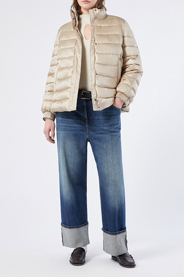 APE BEIGE IRIDESCENT NYLON PADDED JACKET
