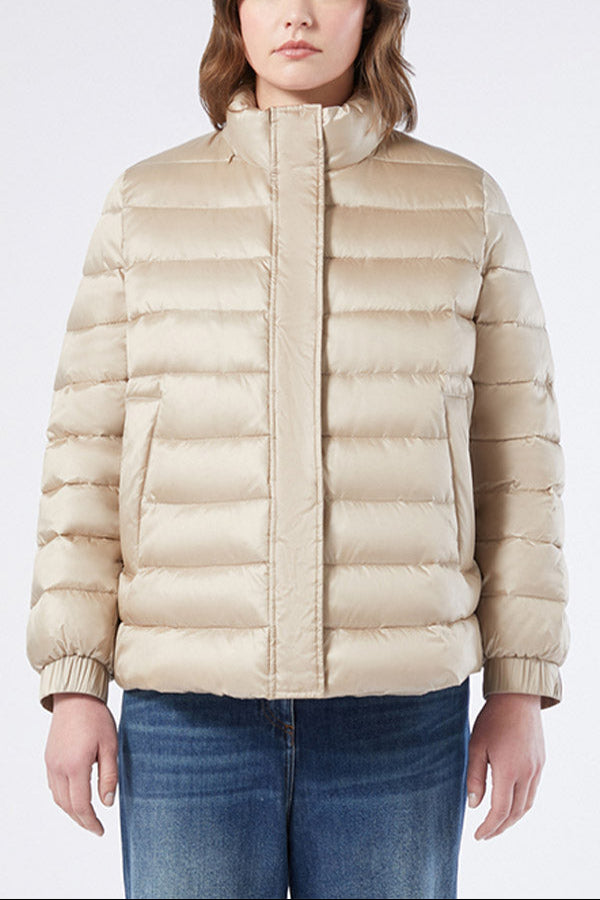 APE BEIGE IRIDESCENT NYLON PADDED JACKET