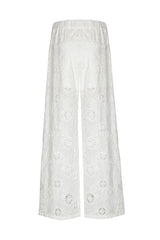 OFF WHITE STRAIGHT EMBROIDERED TROUSERS