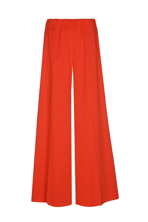 CHERRY ELASTICATED WAIST WIDE TROUSERS