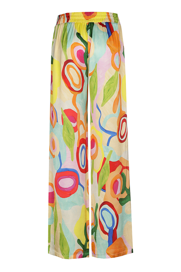 MULTICOLOR PRINT LOOSE STRAIGHT TROUSERS