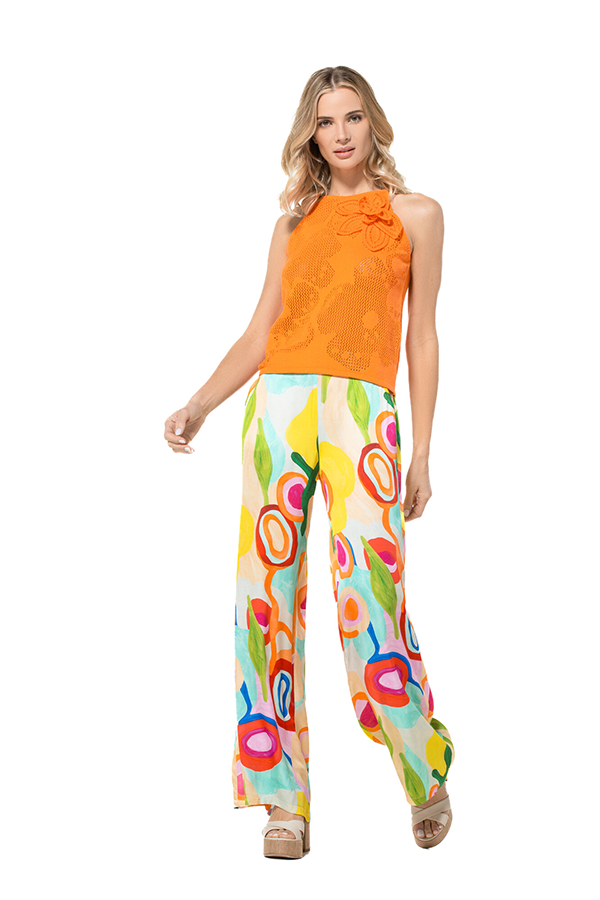 MULTICOLOR PRINT LOOSE STRAIGHT TROUSERS