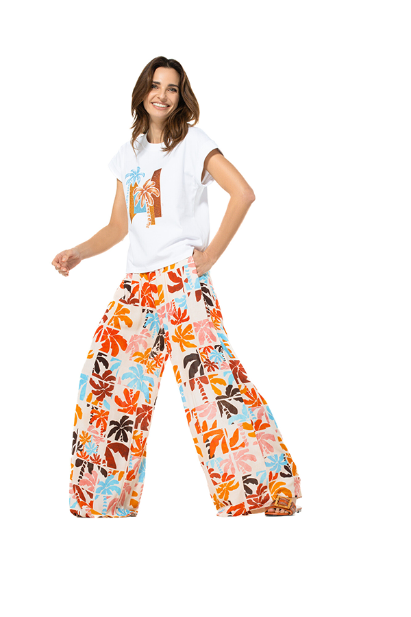 ORANGE PRINT LOOSE PALAZZO TROUSERS