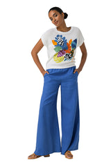 TOUAREG ELASTICATED WAIST LINEN PALAZZO TROUSERS